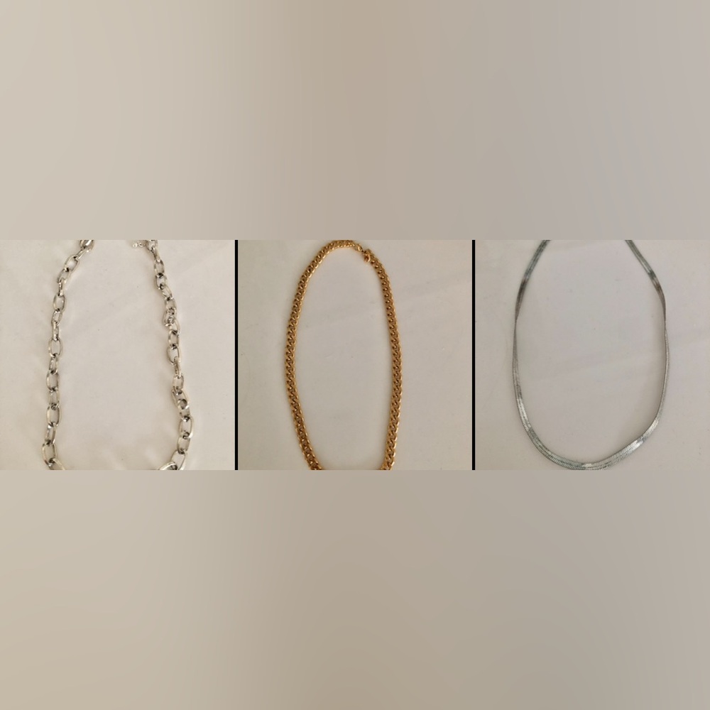 Elegant Gold Chain Necklace And Two Silver